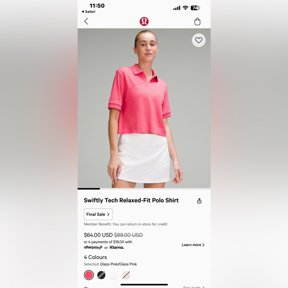 Lululemon Swiftly Tech Relaxed Polo Shirt (cropped)